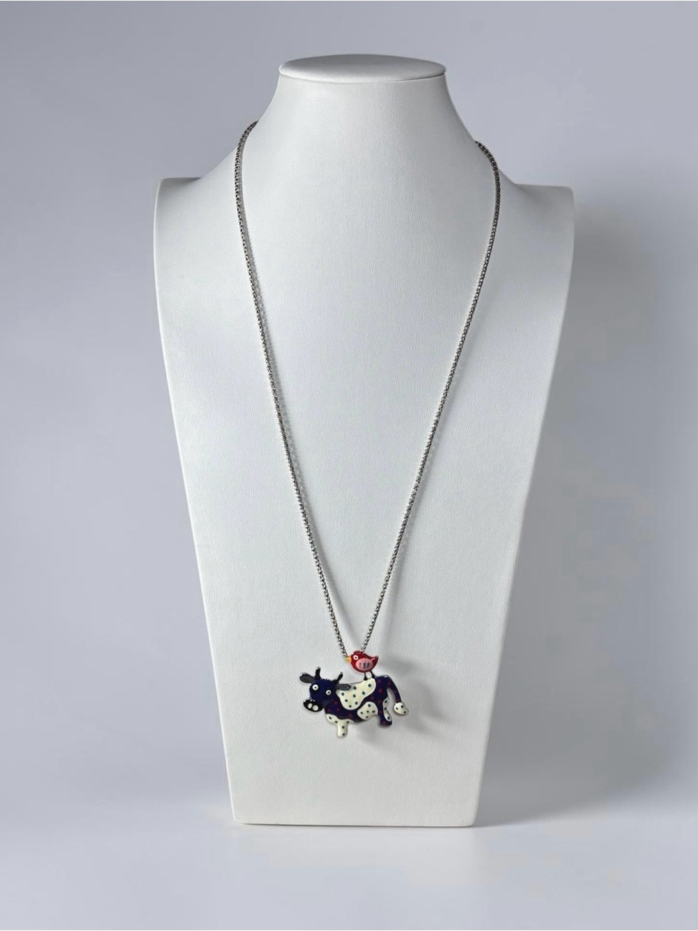 Betsey Johnson Cow & Bird Necklace Brooch Pin - Picture 2 of 12
